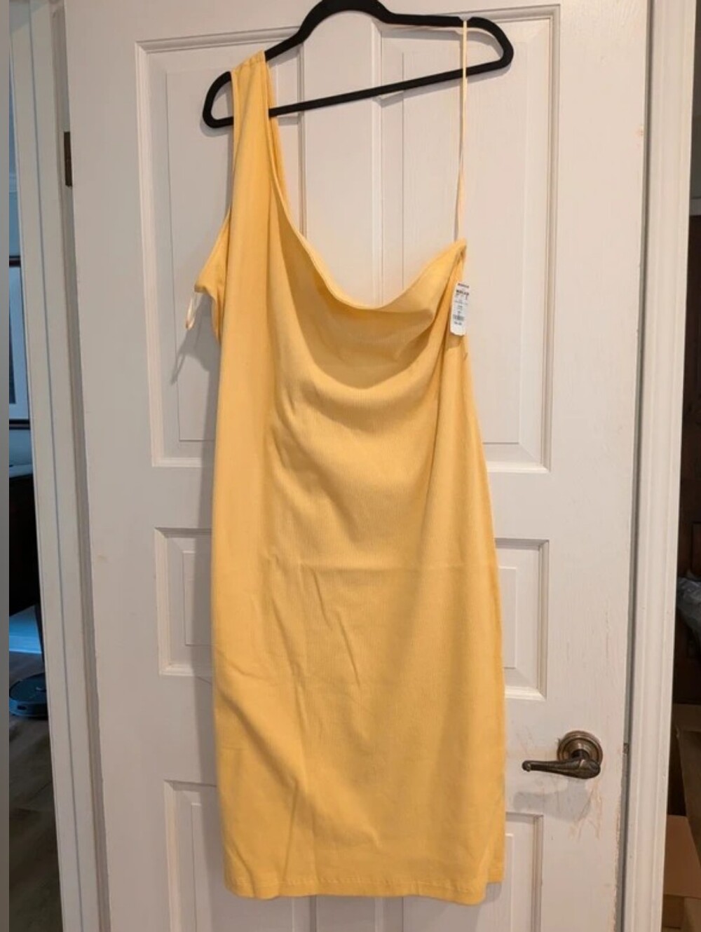 Yellow One-Shoulder Slip Dress